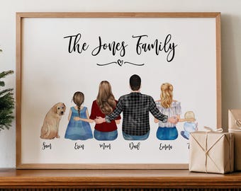 Benutzerdefinierte Familien Portrait Illustration - Personalisierte Portrait Kunstwerk - Eltern vorhanden - Personalisierte Geschenkidee - Familien Portrait Kunst