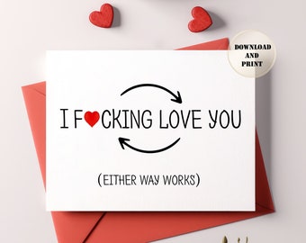 I Fucking Love You Karte - Valentinstagskarte - Jubiläumskarte - Lustige Karte für Ihn - Lustige Karte für Sie - Ich liebe Fucking You Karte