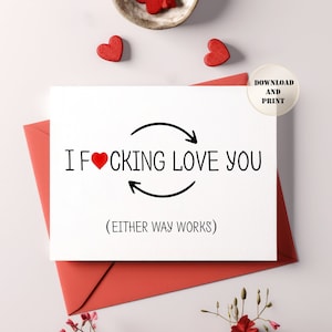 I Fucking Love You Card - Tarjeta del Día de San Valentín - Tarjeta de Aniversario - Tarjeta divertida para él - Tarjeta divertida para ella - Me encanta Fucking You Card