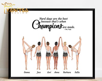 Gymnasts Gifts - Personalized Gymnasts Illustration - Gymnastic Gift - Gymnasts Team Gifts  - Personalized  Gymnasts Gifts - Wall Decor