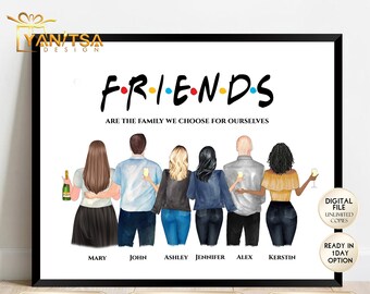 Benutzerdefinierte Freunde Wandkunst - Freunde Geschenke - Personalisierte Freunde Druck - Männer & Frauen Freunde Druck - Geschenke für Freunde - Freundschaftsgeschenke
