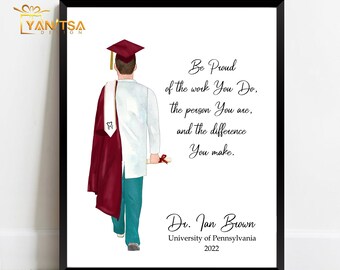 Dentist Graduation Gift for Him - Personalized Dentist Graduation Print - Dentist Graduation Illustration - Dentist Graduation Gift Ideas