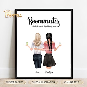 Roommates Gifts - Personalized Roommates Print - Dorm Decor - Roommate Birthday Gift - Roomie Gifts - Roommate Graduation Gift - Wall Art