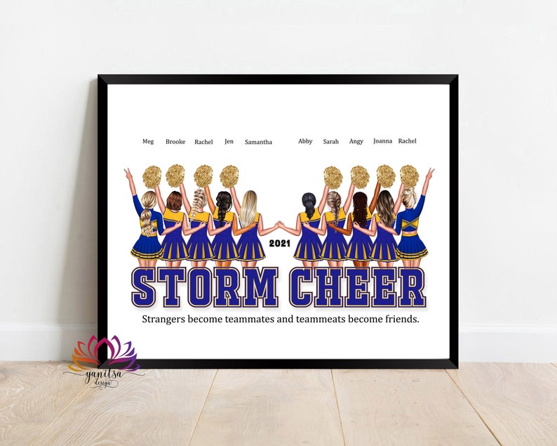 Personalised Cheer Team Drawing Cheer Team Gifts Cheer | Etsy