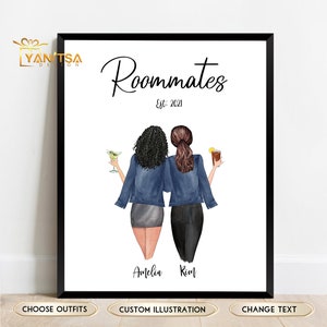 Gepersonaliseerde kamergenoten print - Dorm Decor - Cadeau voor kamergenoot - Kamergenoot gepersonaliseerd cadeau - Afstudeercadeau - Kamergenoten Cadeau-ideeën