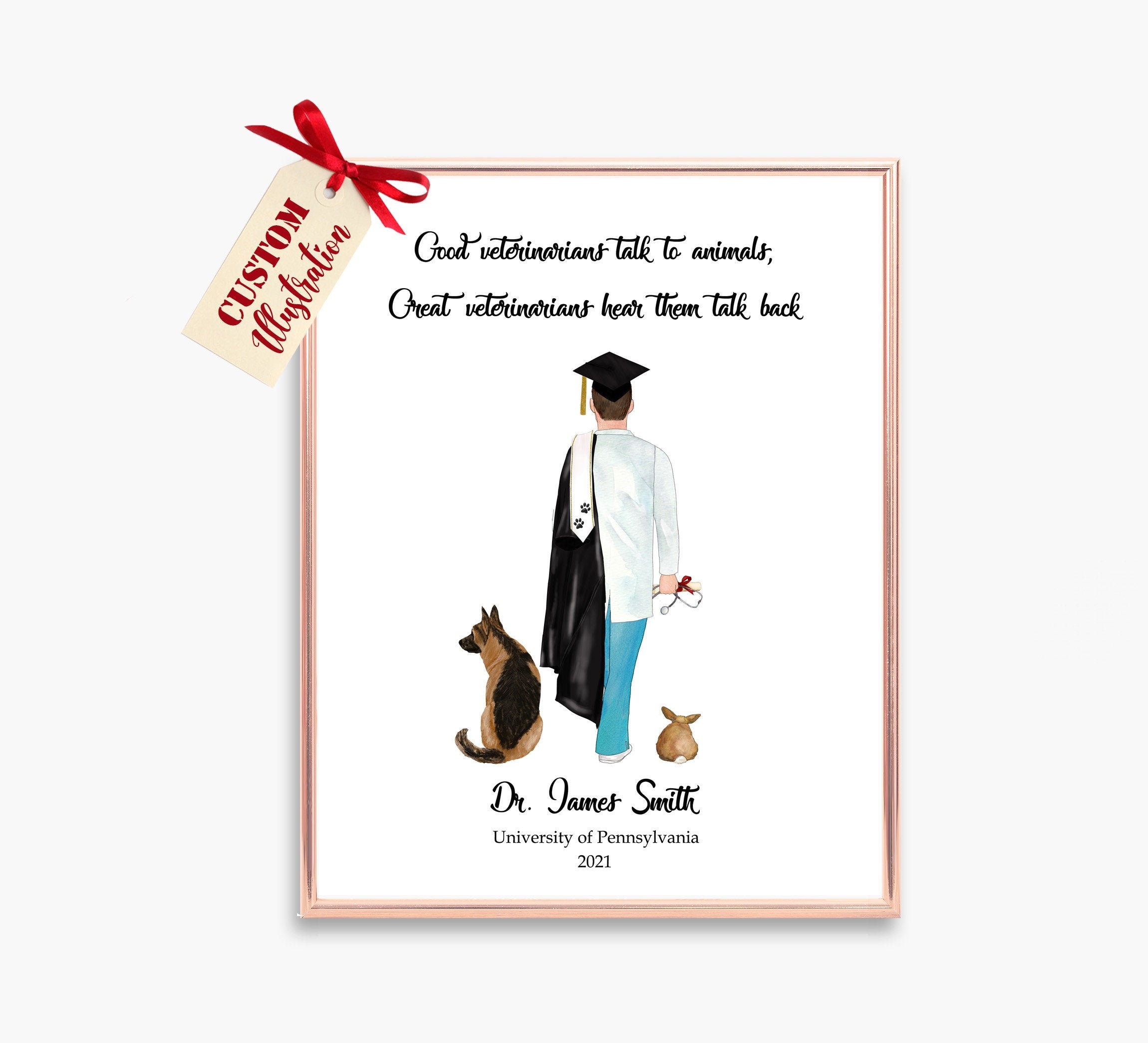 Custom Veterinarian Graduation Illustration Vet Graduation Etsy