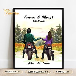 Custom Biker Couple Wall Art - Biker Birthday Gift - Motorcycle Gift -  Motorbike Gift - Biker Gift Ideas -  Motorcycle Couple Print