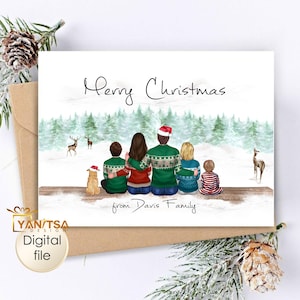 Winterbos gepersonaliseerde familiekerstkaart - aangepaste familiekerstkaart - boskerstkaart - kerstkaart hert - unieke kaart