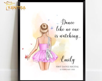First Dance Recital Gift - My First Dance Gift - Ballerina First Recital Gift - Little Girl First Dance Recital Gift - Personalized Print