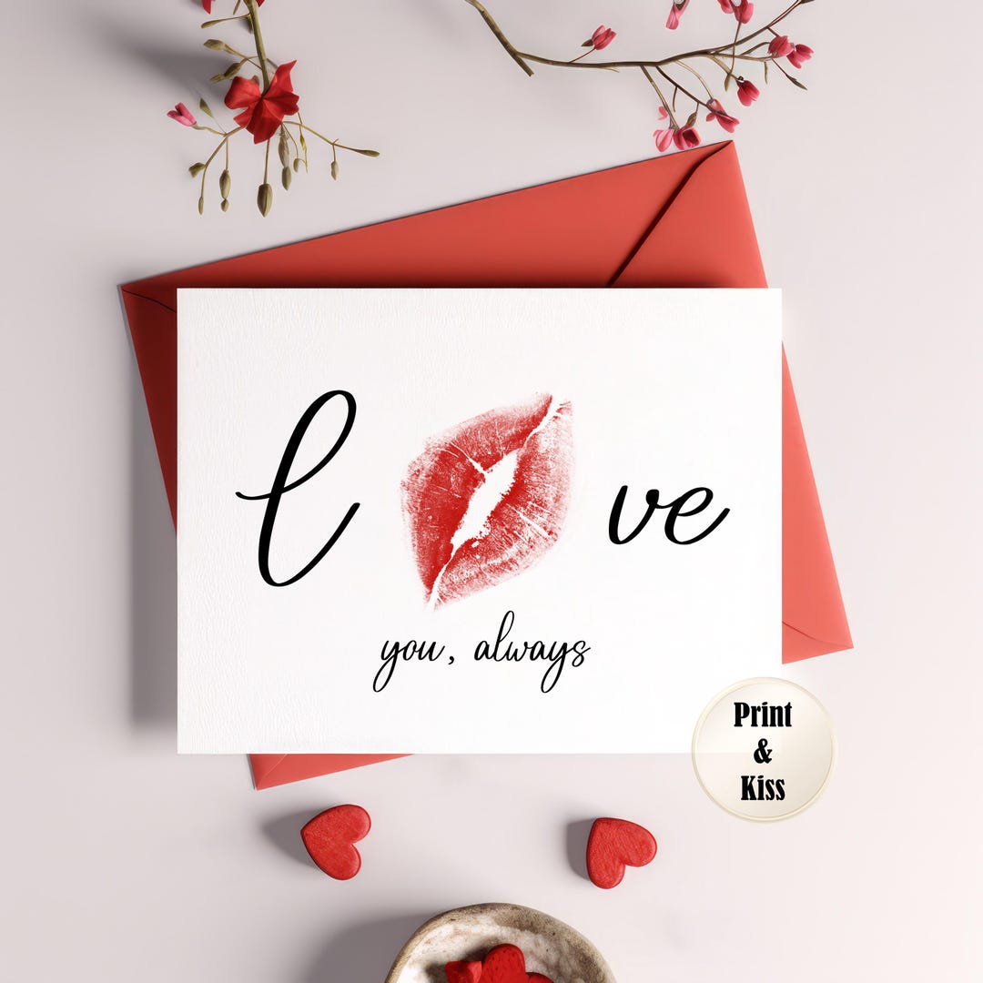 Valentine's Day Card for Him - Love You Always Card - Real Kiss Card ...