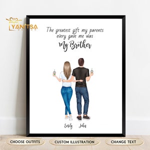 Custom Brother & SisterPortrait - Geschenk für Brother from Sister - Personalisierter Druck - Brother and Sister Print - Brother Birthday Gifts