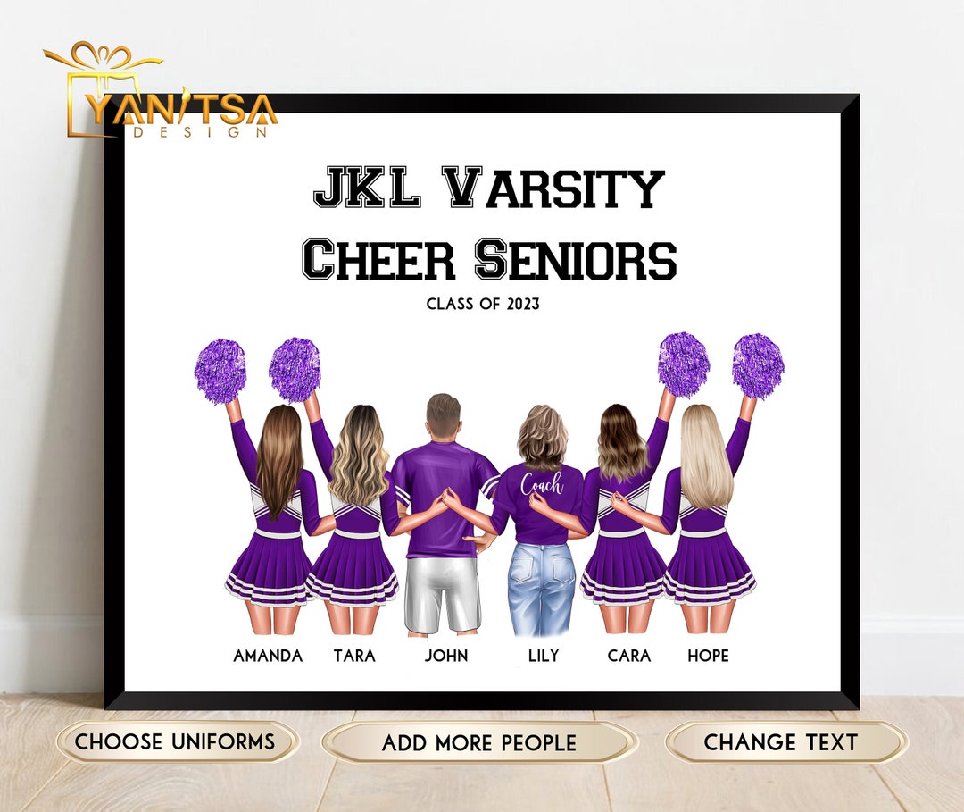 Custom Cheer Team Illustration Cheer Team Gifts Cheer Coach Gift Cheer