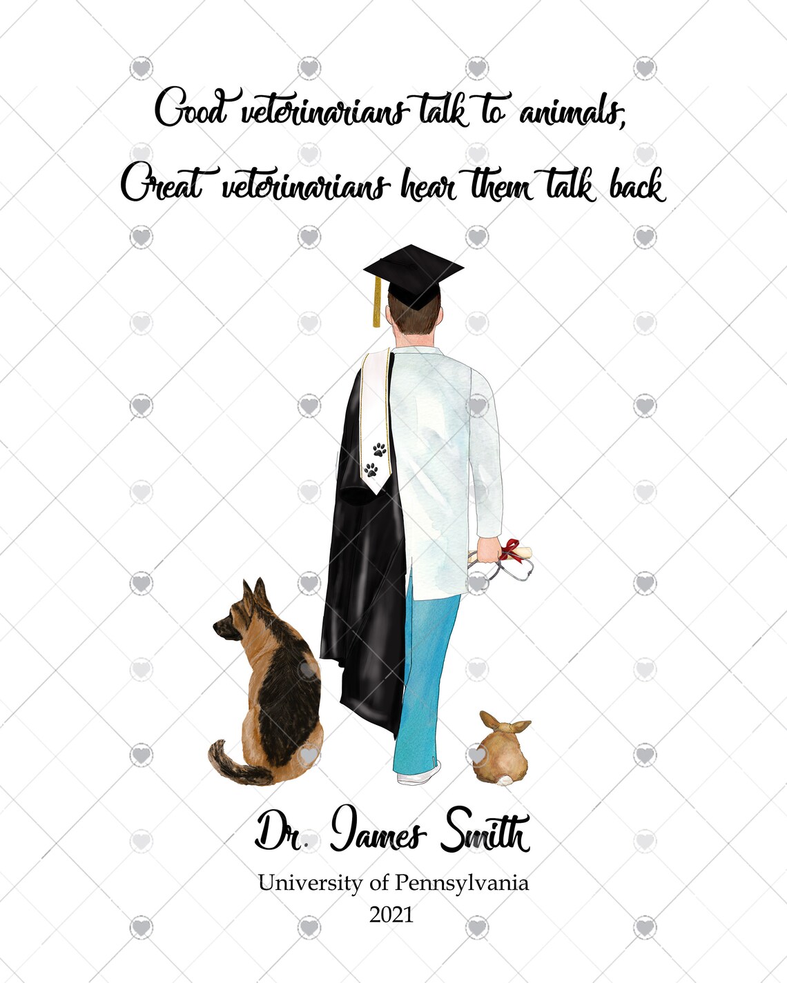 Custom Veterinarian Graduation Illustration Vet Graduation Etsy
