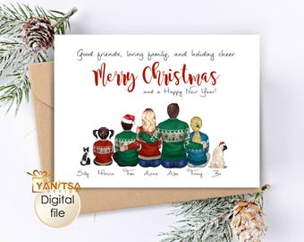 Personalisierte Weihnachtskarte - Familie Weihnachtskarte - Individuelle Text Weihnachtskarte - Printable Weihnachtskarte