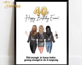 Personalized 40th Birthday Gift for Her - Best Friend Birthday Gift - Personalized 40th Birthday Print- Personalized 40th Birthday Card