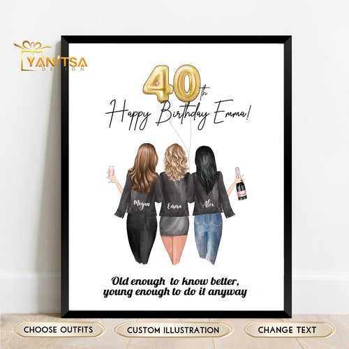 Best Friend Print 40th Birthday Gift Personalised Print Etsy