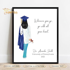 Ilustración de graduación veterinaria personalizada - Regalo de graduación veterinaria - Regalo de graduación personalizado para veterinario - Idea de regalo de graduación veterinaria