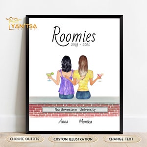 Personalized Roomies Print - Roomie Gift - College Graduation Roommate Gift - Flatmate Gift - Sorority Roommates Gifts - Roommates Gifts