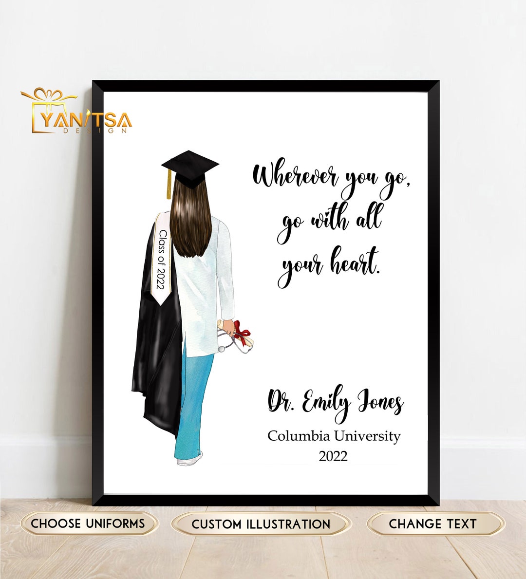 Doctor Graduation Gift for Her Personalized Doctor Graduation Print ...