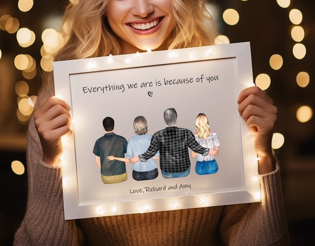 Personalized Gift for Parents - Family Portrait - Mom and Dad Gift ...