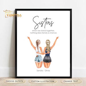 Sisters Custom Print - Sister Gift - Personalized Gift for Sisters - Custom Sisters Portrait - Sister Gift Ideas - Sister Birthday Gift