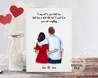 Personalisierte Valentinstagskarte für Sie / Ihn - Valentinstagskarte für Freund - Valentinstagskarte für Freundin - Paar Zeichnung