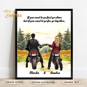 Personalisiertes Motorrad Geschenk - Motorrad Freund Geschenk - Motorrad Freund Geschenk - Motorrad Geschenkidee - Motorrad Paar Illustration