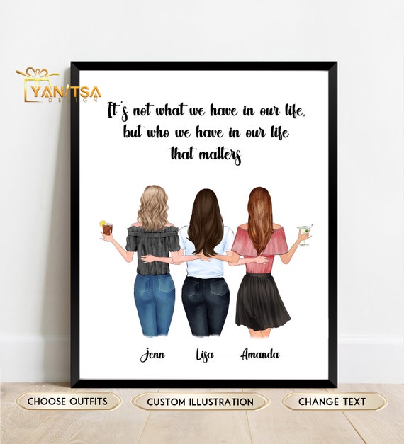 Friends Custom Art Best Friends Gifts Best Friend Gift 