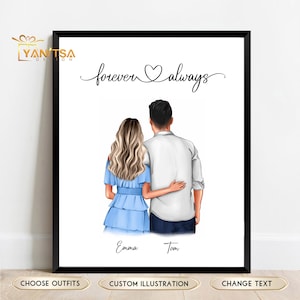 Personalized Valentines Gift - Gift for Boyfriend - Gift for Girlfriend - Personalized Couple Print - Couple Portrait - Gift for Him/Her