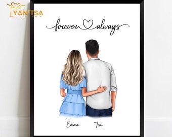 Personalisiertes Valentinstagsgeschenk - Geschenk für Freund - Geschenk für Freundin - Personalisiertes Paar Druck - Paar Portrait - Geschenk für Ihn/Sie