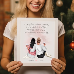 Ilustración personalizada de mejores amigos - Regalo de mejor amigo - Impresión de mejores amigos - Regalo de amistad personalizado - Regalo Bestie - Regalo BFF