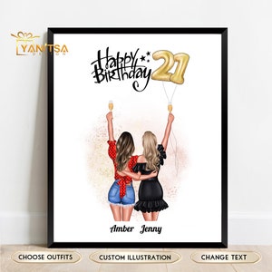 21e verjaardagscadeau voor beste vriend - gepersonaliseerd 21e verjaardagscadeau voor haar - 21e verjaardag gepersonaliseerde print - verjaardagscadeau voor zus