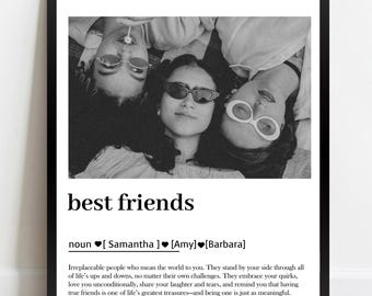 Nomen Best Friends Definition Print mit Foto - Best Friends Weihnachtsgeschenke - Personalisiertes Geschenk für die Besten Freunde - Besties Geschenke