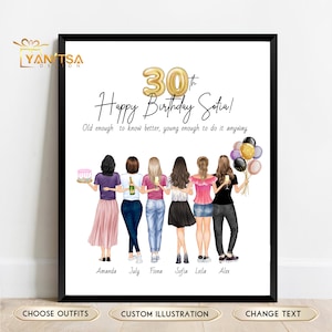 Best Friend Birthday Gift - Personalized Best Friends Illustration - Birthday Gift for Best Friend - Personalized Birthday Gift for Her