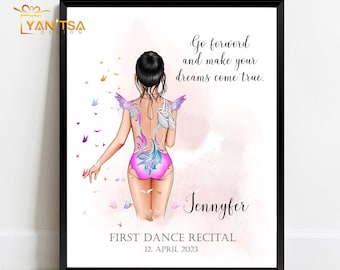 Rhythmic Gymnast First Recital Gifts - Personalized Rhythmic Gymnast Girl Gifts - Personalised Rhythmic Gymnastic Print - Custom Wall Art