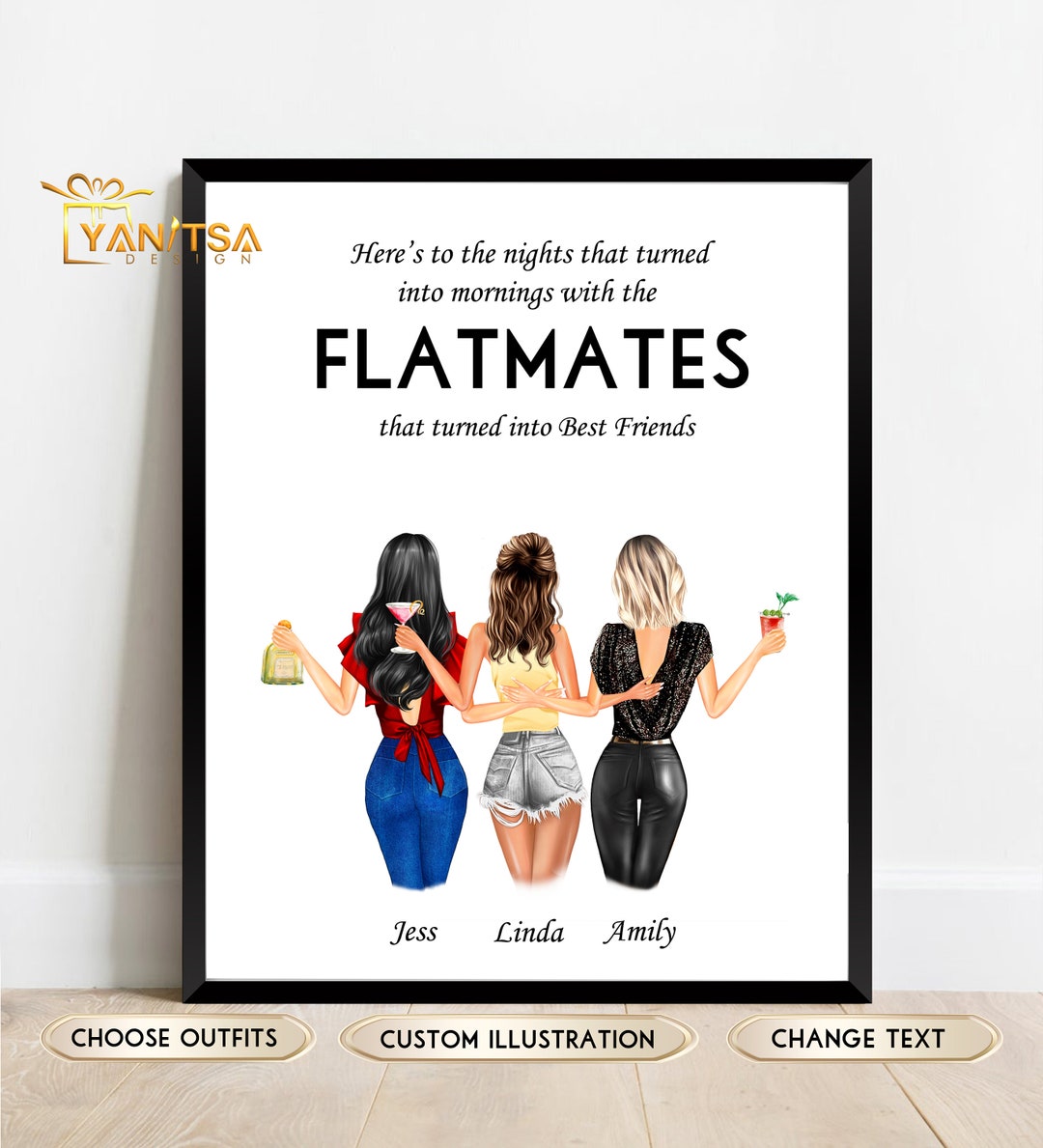 Flatmate Gifts Personalized Flatmates Print Gift for Flatmate Roommates