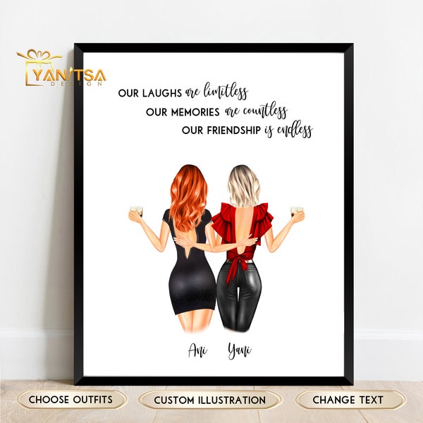 Best Friend Gift - Personalized Gift for Best Friend - Best Friend Christmas Gift - Bestie Gift - Personalized Best Friends Print - Wall Art