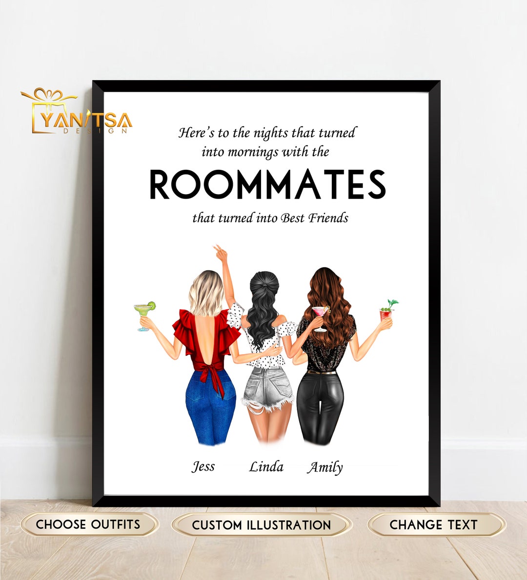 Custom Roommates Print Gift for Roommates Roommates Gifts Roommate Gift