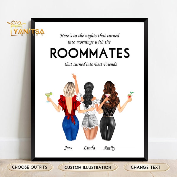 Custom Roommates Print - Gift for Roommates - Roommates Gifts - Roommate Gift - College Dorm Decor - Personalized Roommates Print - Wall Art