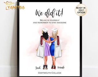 Bester Freund Abschlussgeschenk - Personalisiertes Abschlussgeschenk für sie - Bestie Abschlussgeschenk - Freunde, die zusammen Geschenke abschließen - Wandkunst