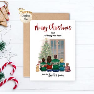 Cartão de Natal personalizado com retrato de família