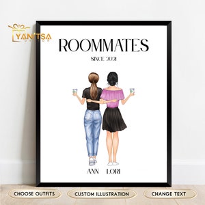 Custom Roommates Print - Roommate Gift - Roomie Gift - Dorm Decor - Personalized Roommates Print - Colleage Roommate Gift - Birthday Gift