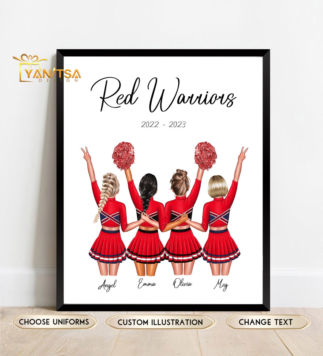 Custom Cheer Team Print - Cheer Team Christmas Gifts