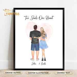 Personalized Couple Wall Art  - Valentines Gift - Gift for Him - Gift for Her - Gift for Boyfriend - Gift for Girlfriend - Personalized Gift