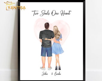 Personalized Couple Wall Art  - Valentines Gift - Gift for Him - Gift for Her - Gift for Boyfriend - Gift for Girlfriend - Personalized Gift