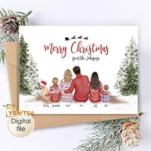 Aangepaste kerstkaart familieportret Winter Forest
