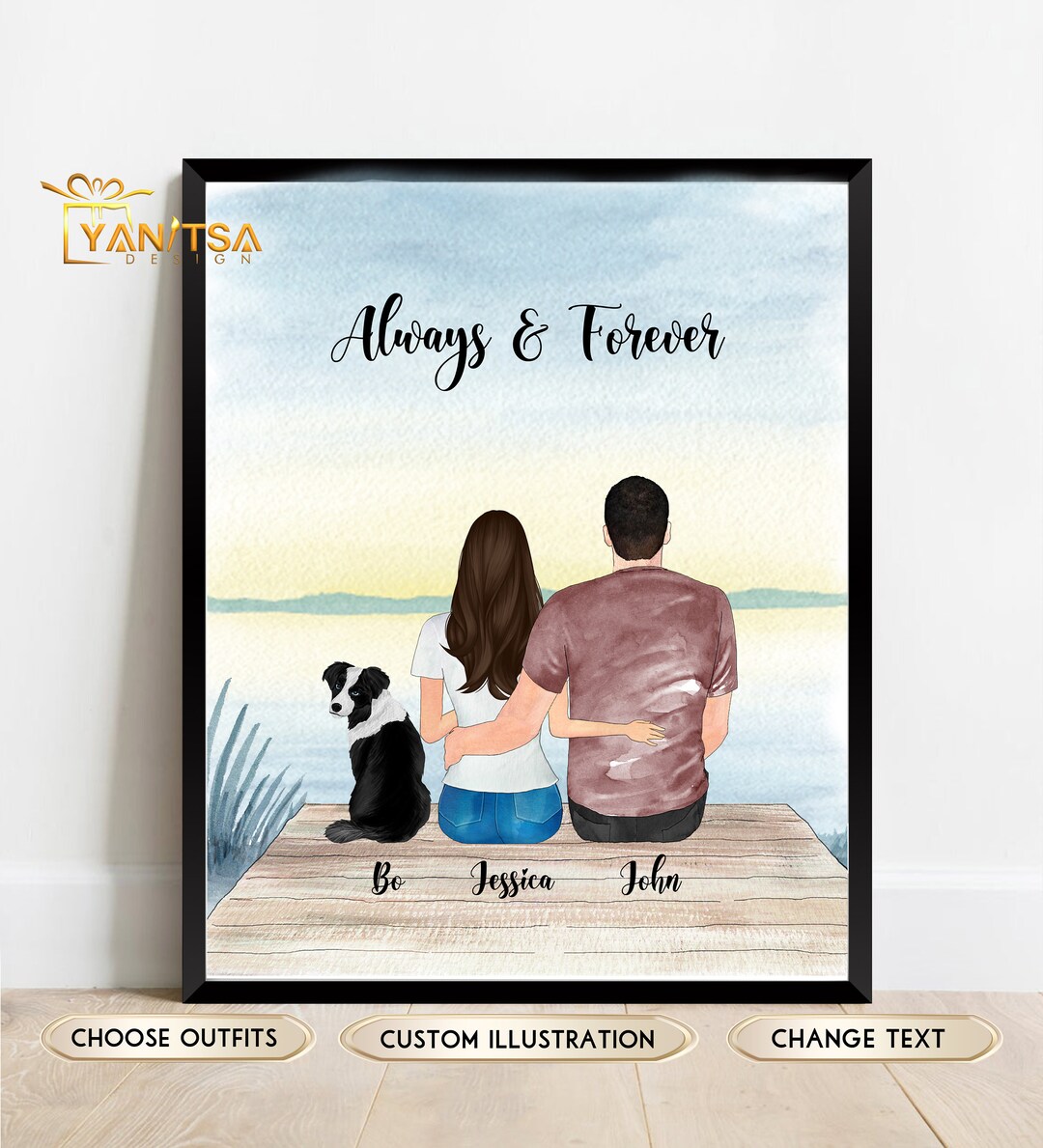 Custom Couple Print - Personalized Family Portrait - Valentines Day ...