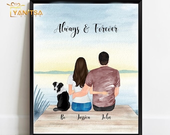 Personalisiertes Paar Druck - Personalisiertes Familienportrait - Valentinstag Geschenk - Personalisierte Wandkunst - Geschenk für Ihn - Geschenk für Sie