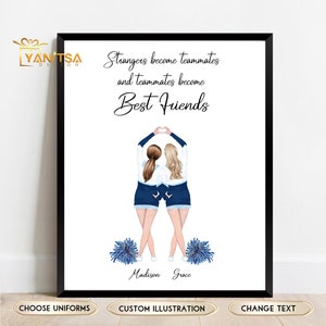 Custom Cheerleaders Best Friends Print - Chearleader Gift  - Cheerleaders Graduation Gifts - Custom Cheerleaders Print  -  Cheerleader Gifts
