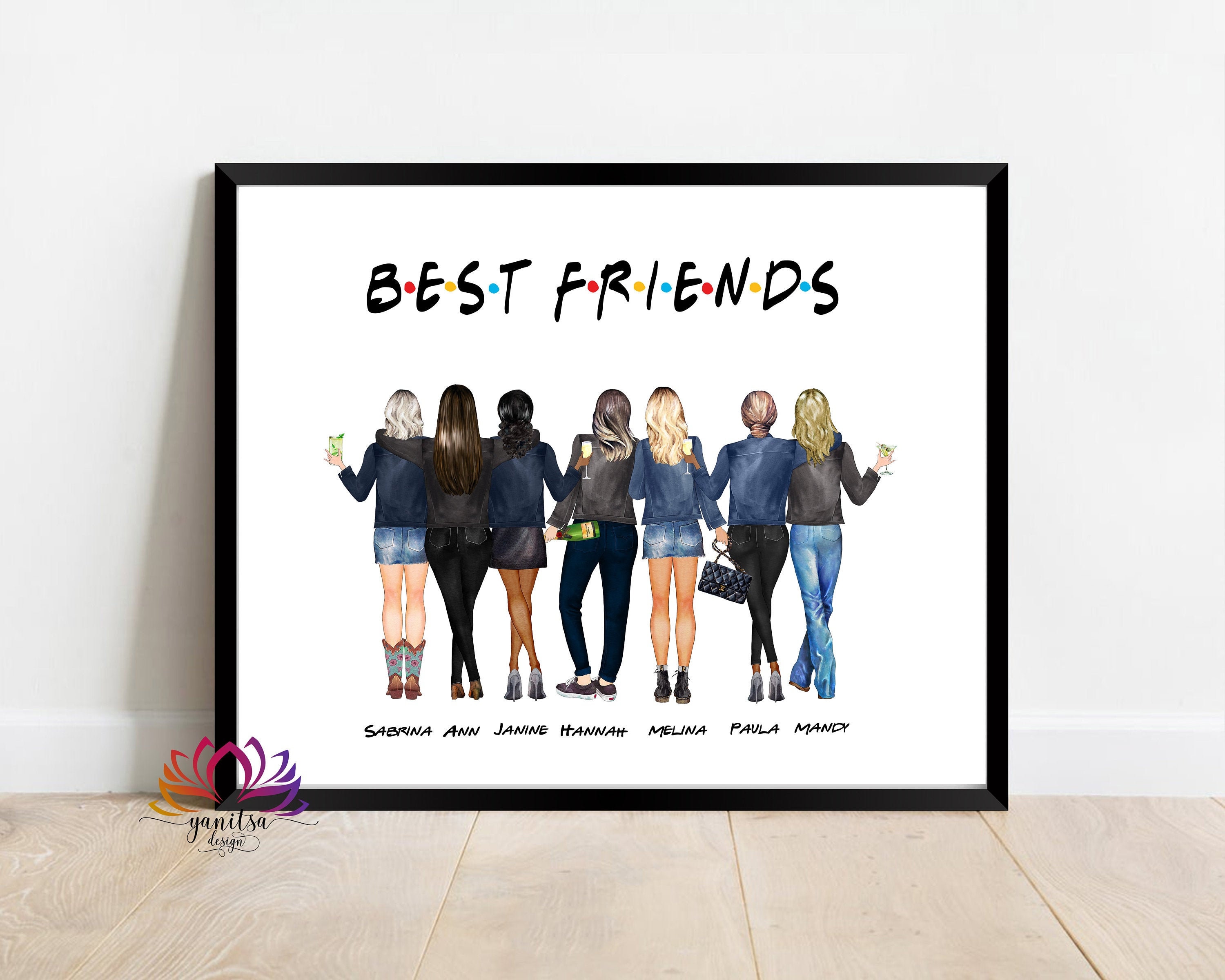 Custom Best Friends Wall Art Personalised Best Friends Gifts Etsy